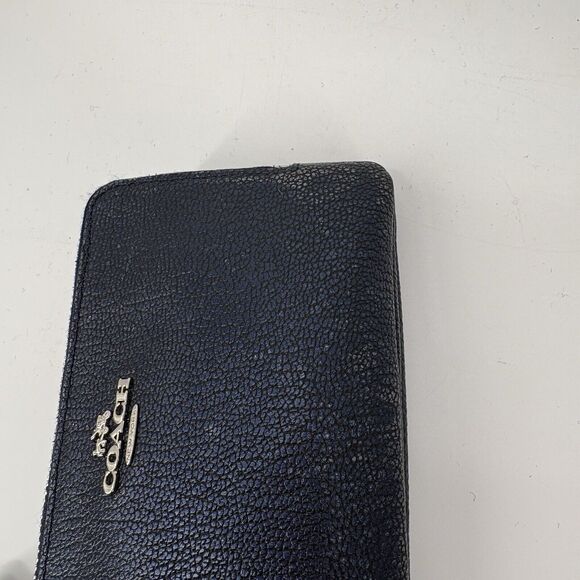 Coach Wristlet Leather Metallic Blue Peacock Silver Hardware - Picture 5 of 6